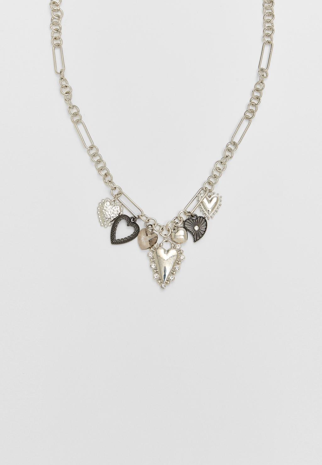 Multi-strand necklace with heart charms