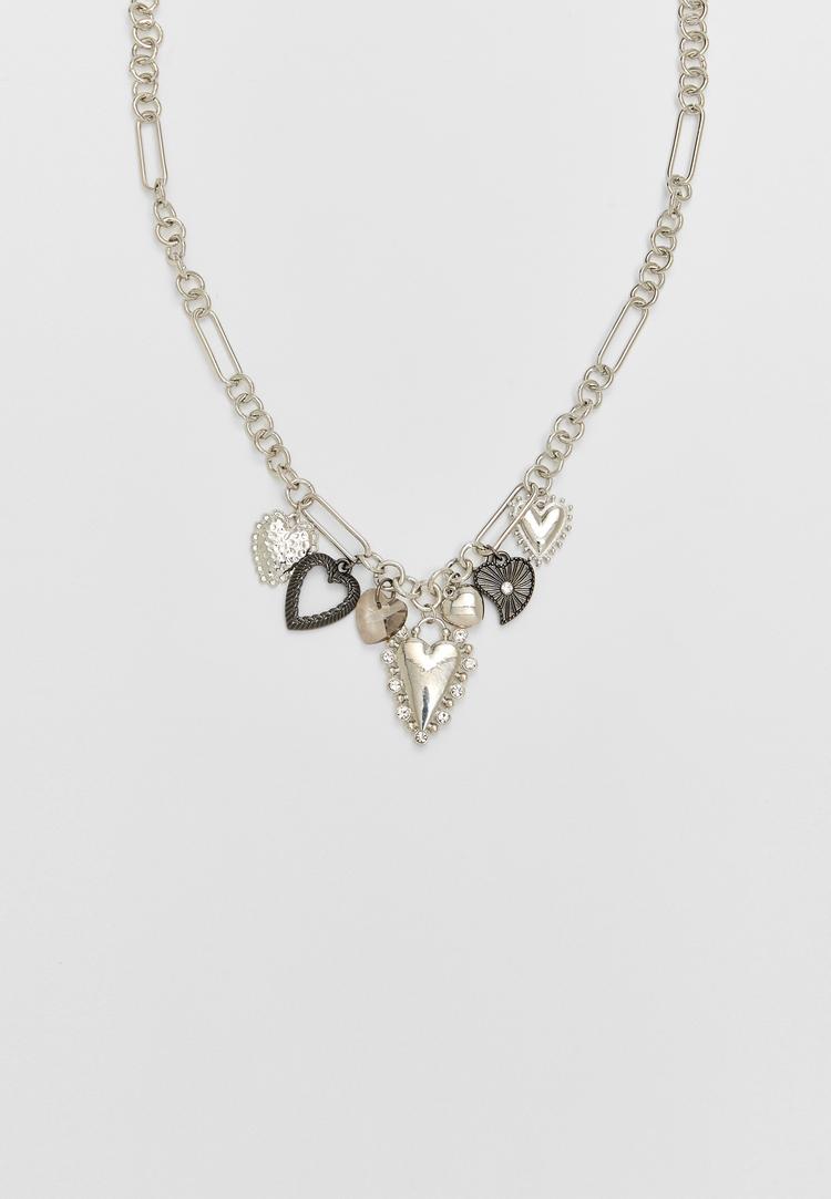 collar multi charm corazones
