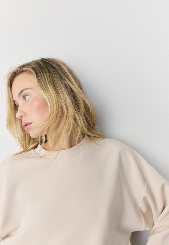 sweatshirt de toque suave com manga morcego