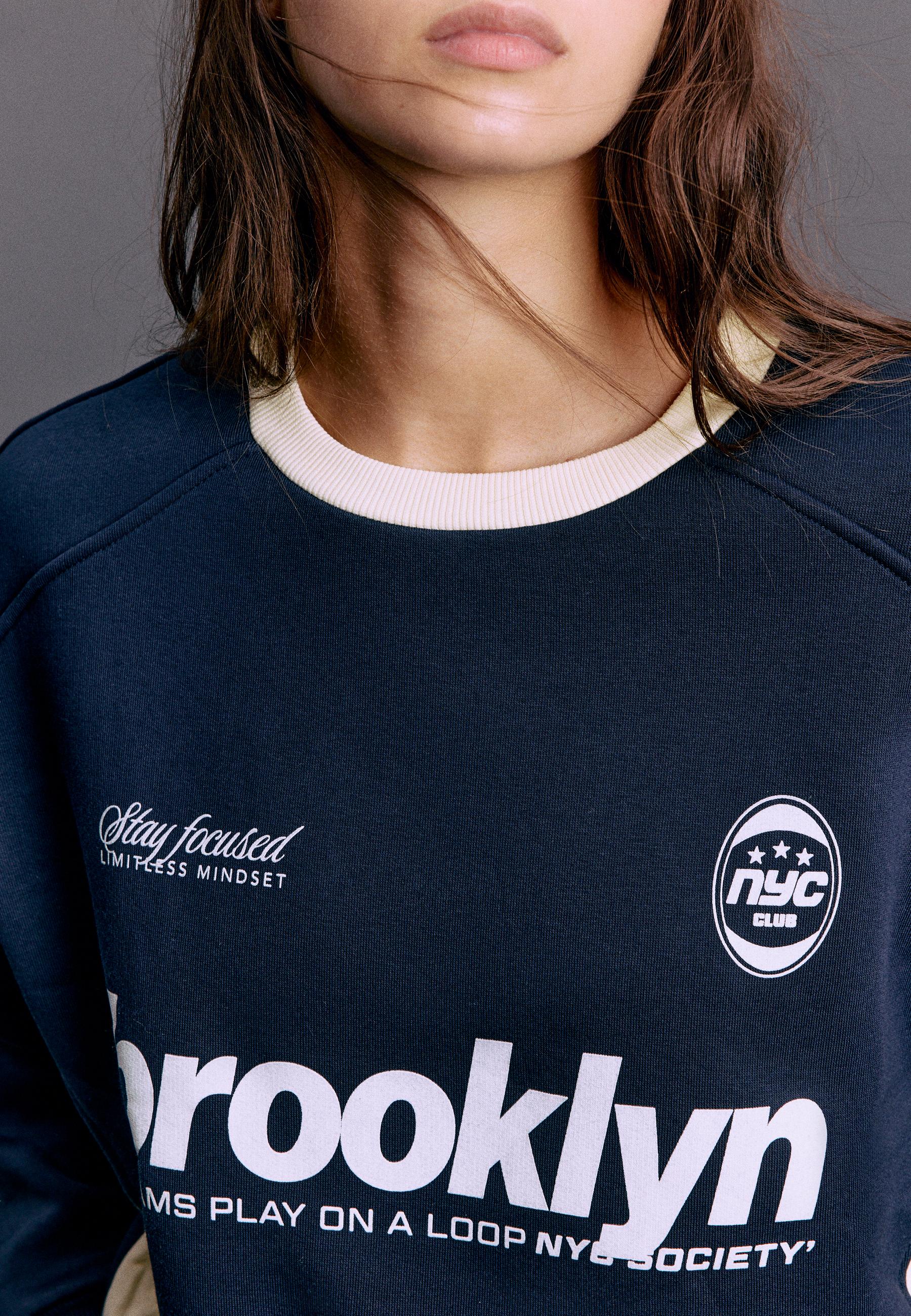 Contrast collar sweatshirt — Navy blue