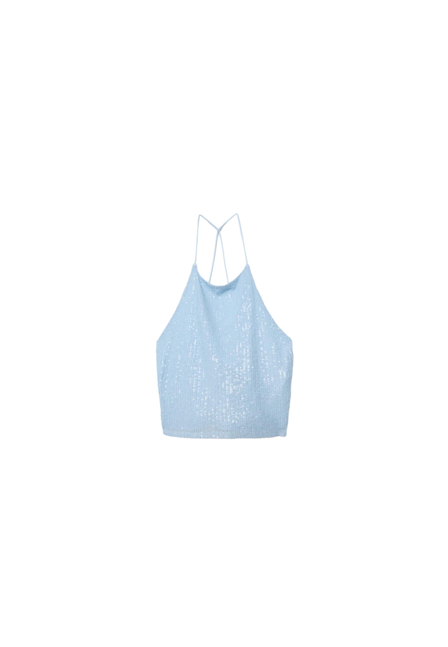 Sequin crop top — Sky blue