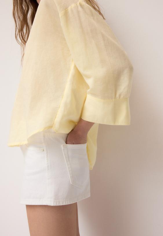 kimonomouw overhemd linnenlook