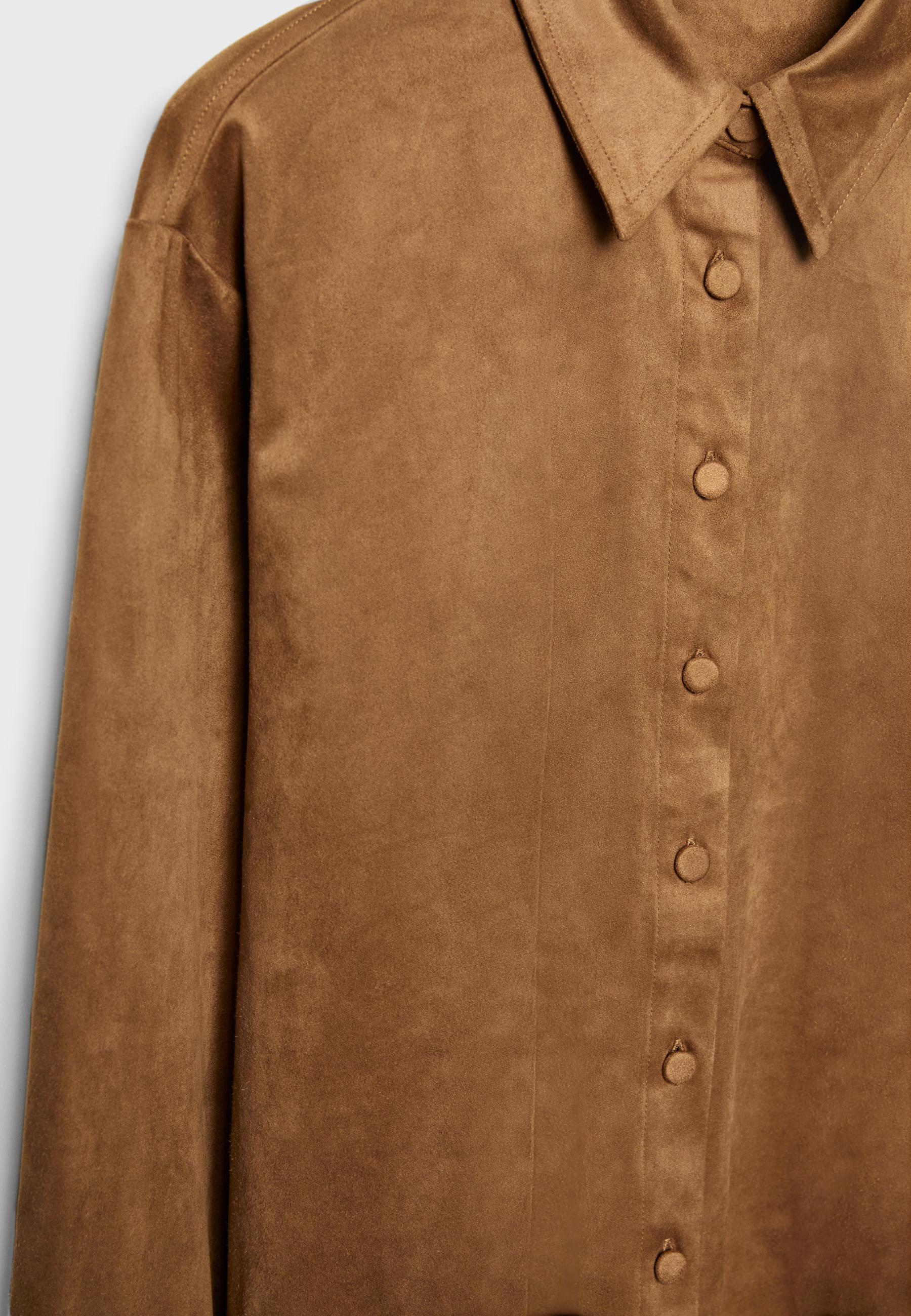 real suede over sized shirt ブラウン Faux suede shirt - Women's fashion | Stradivarius United States