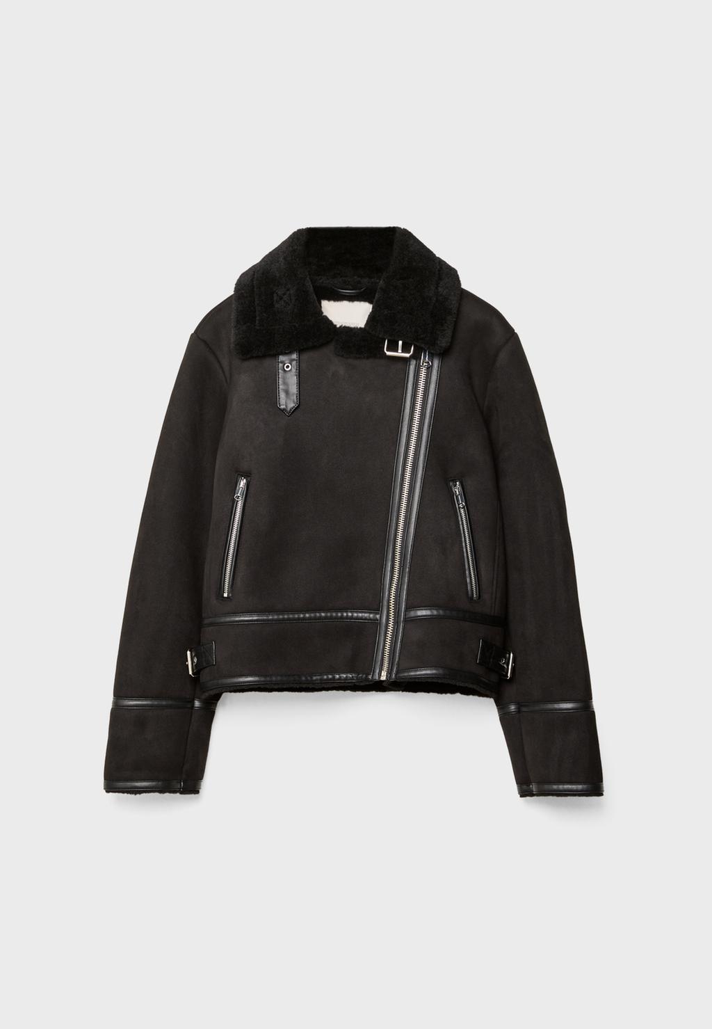 Doppelseitige Bikerjacke im Wildlederimitat