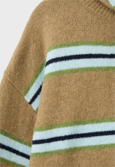 Knit jumper with scarf — Olive green 9
