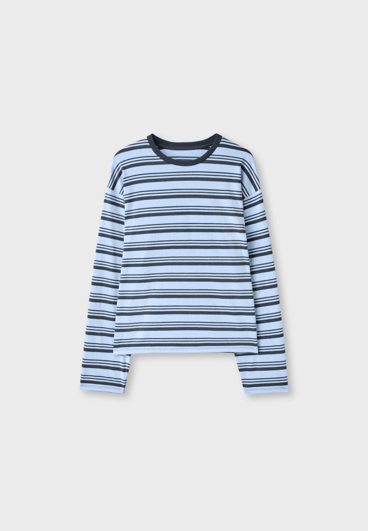 Striped long sleeve T-shirt — Sky blue