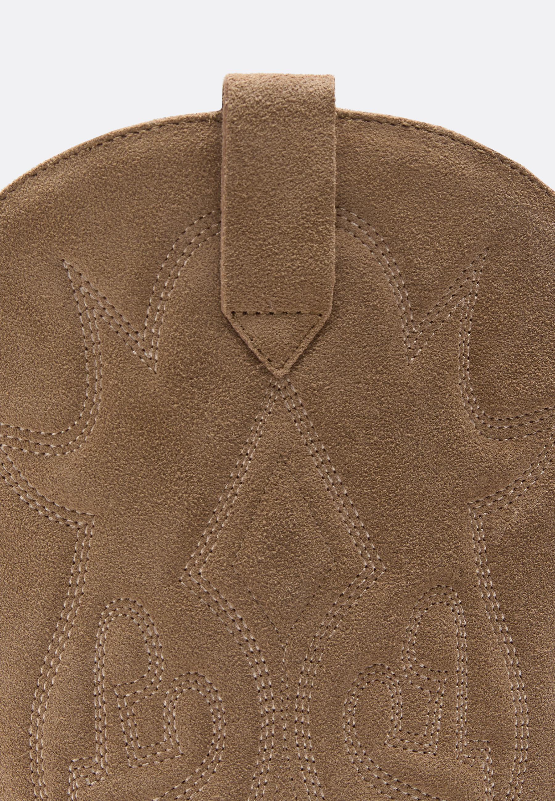 Split leather cowboy boots — BEIGE