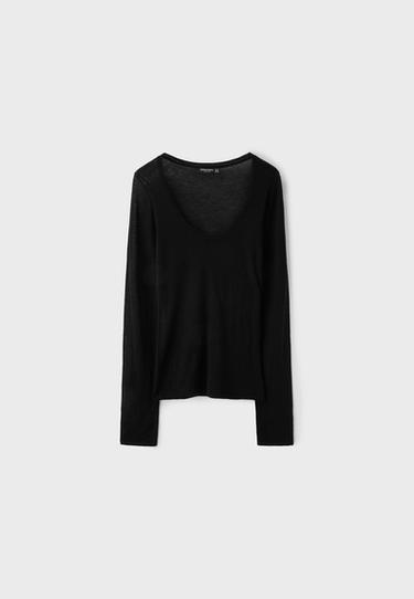Basic wool and silk round neck jumper — Black 8