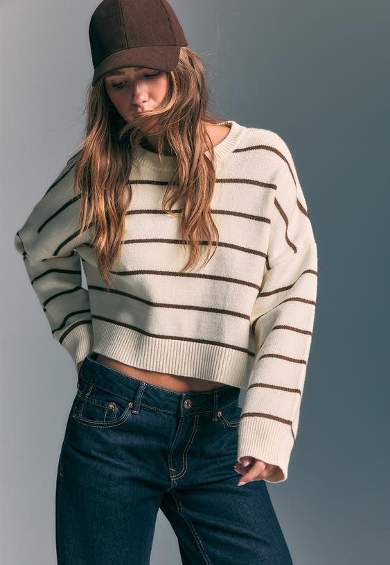 jersey punto crop rayas