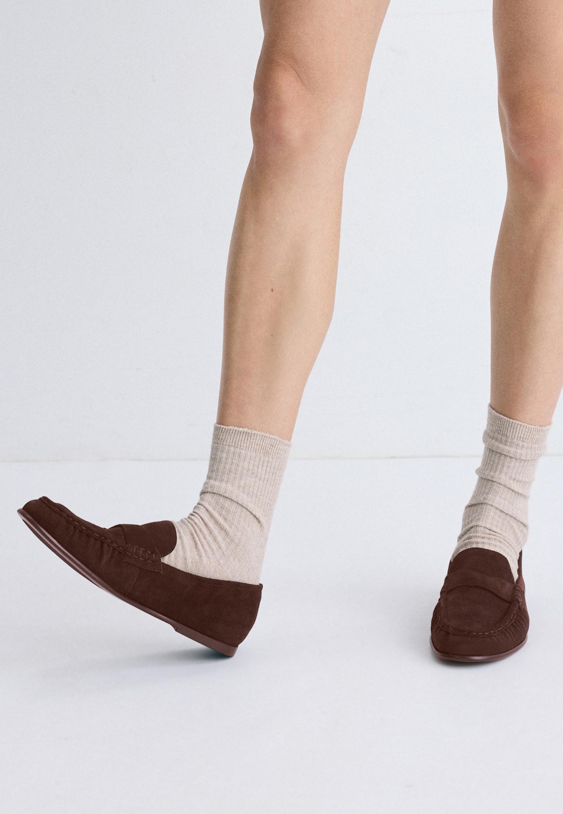 Soft brown leather loafers — BROWN