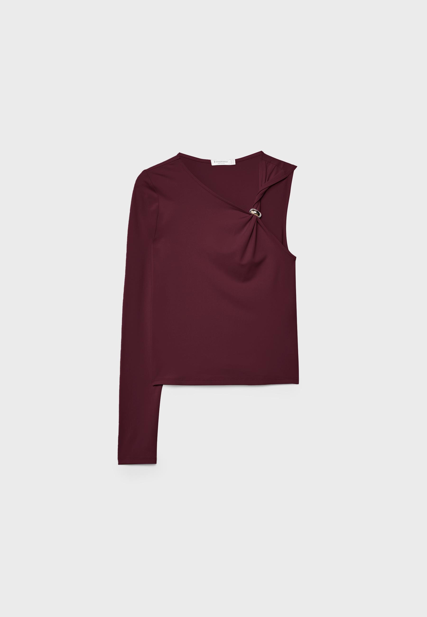 Asymmetric T-shirt with metal buckle — Purple
