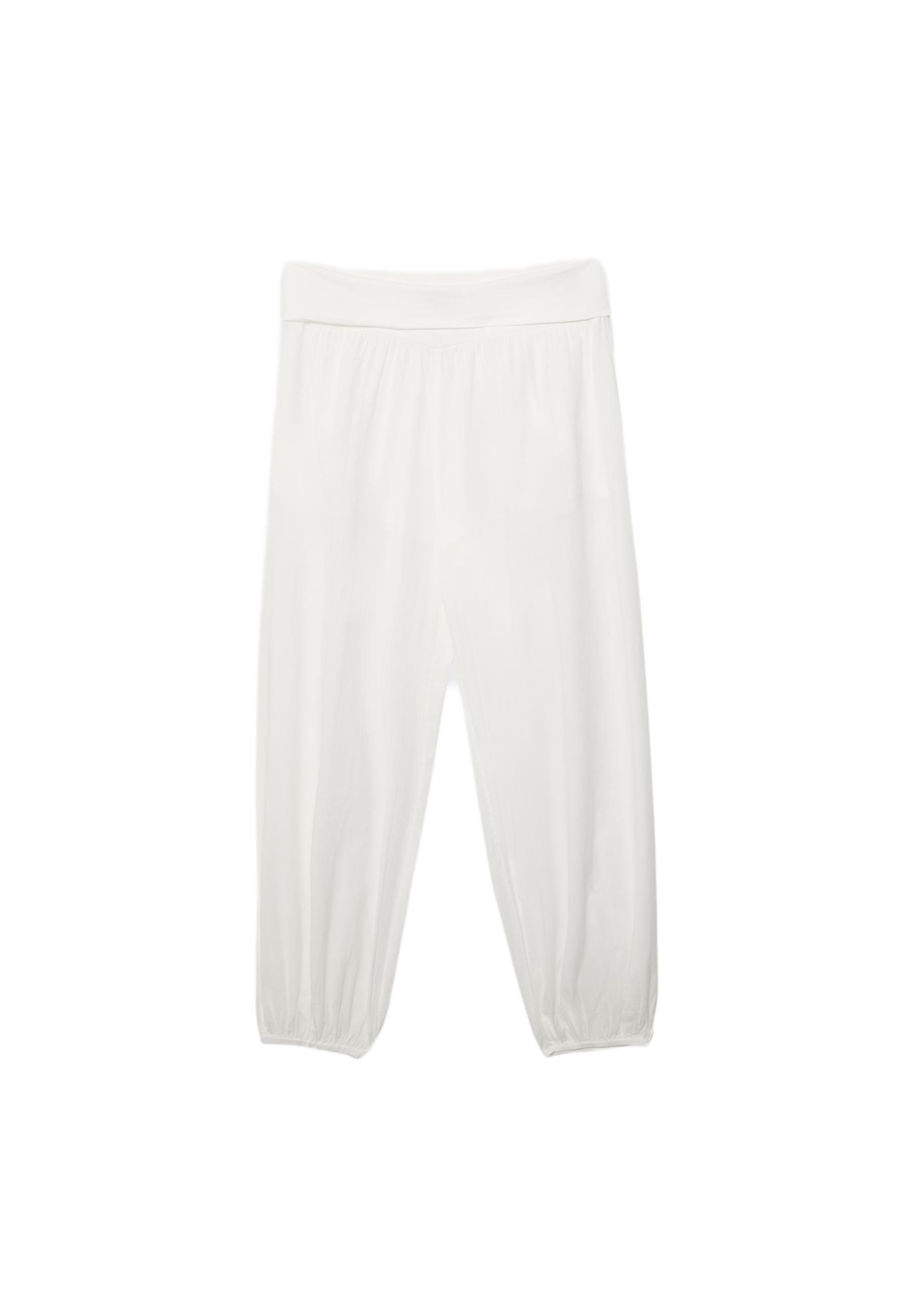 Balloon trousers with turn-down waist — Ecru
