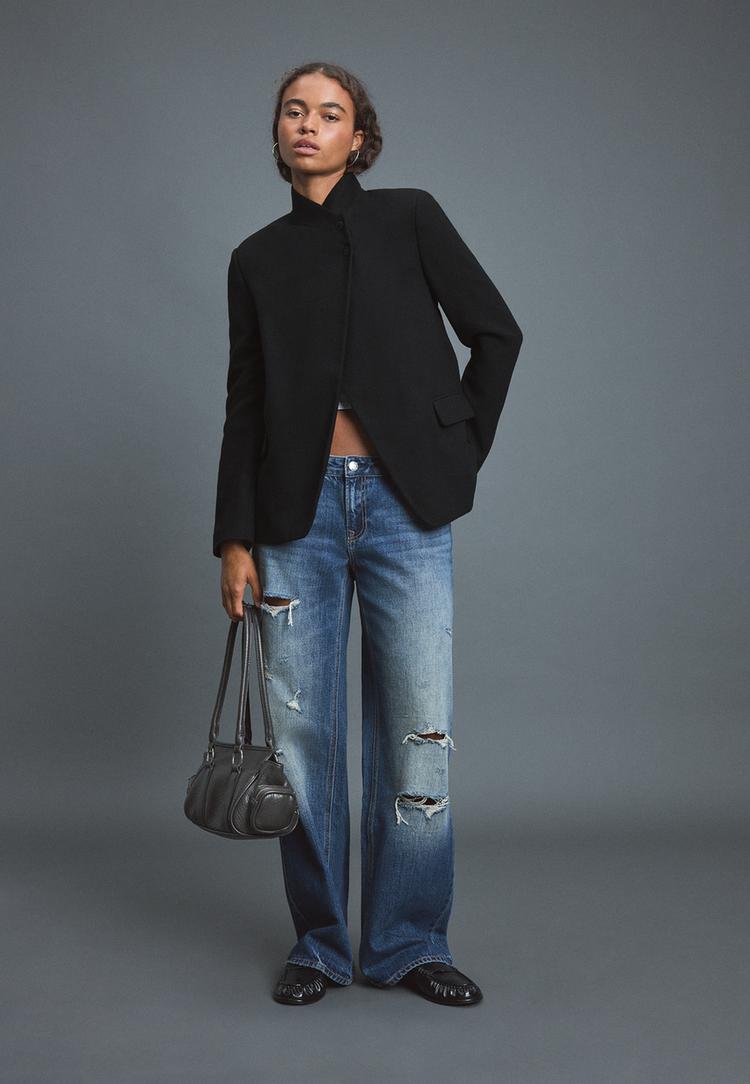 asymmetrische wollen blazer
