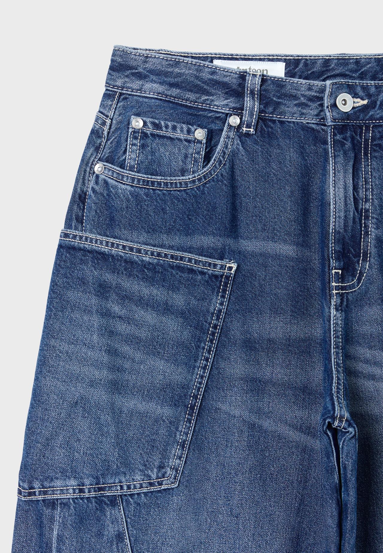 Low-rise barrel jeans with pockets — MEDIUM BLUE DENIM
