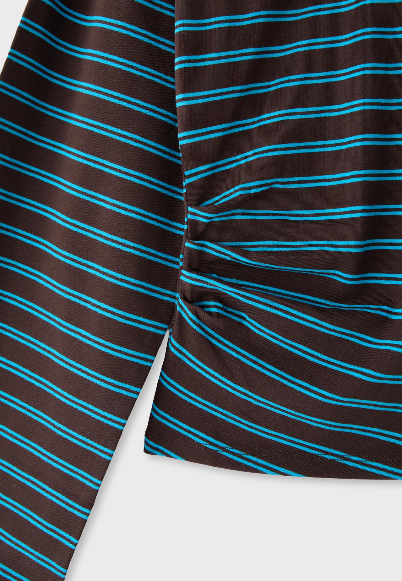 Striped long sleeve Japanese-style top — Brown