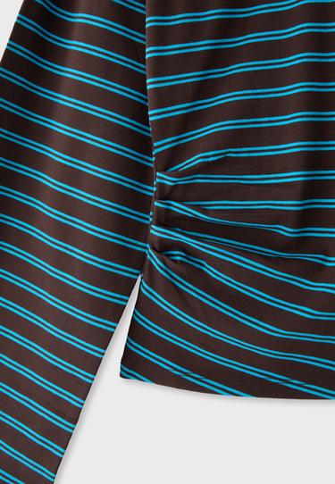 Striped long sleeve Japanese-style top — Brown 9