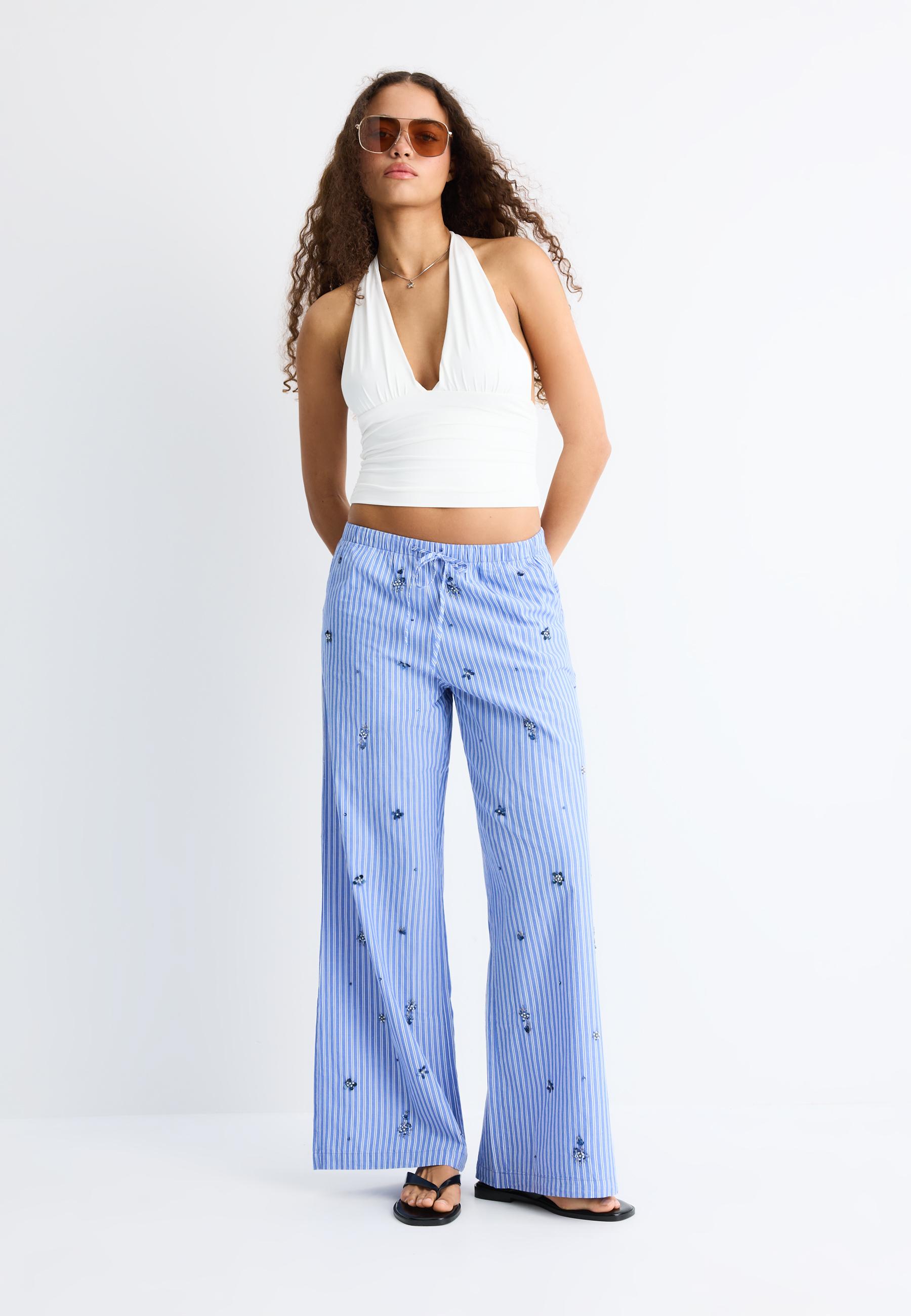 İşlemeli pijama pantolon - Görsel 10