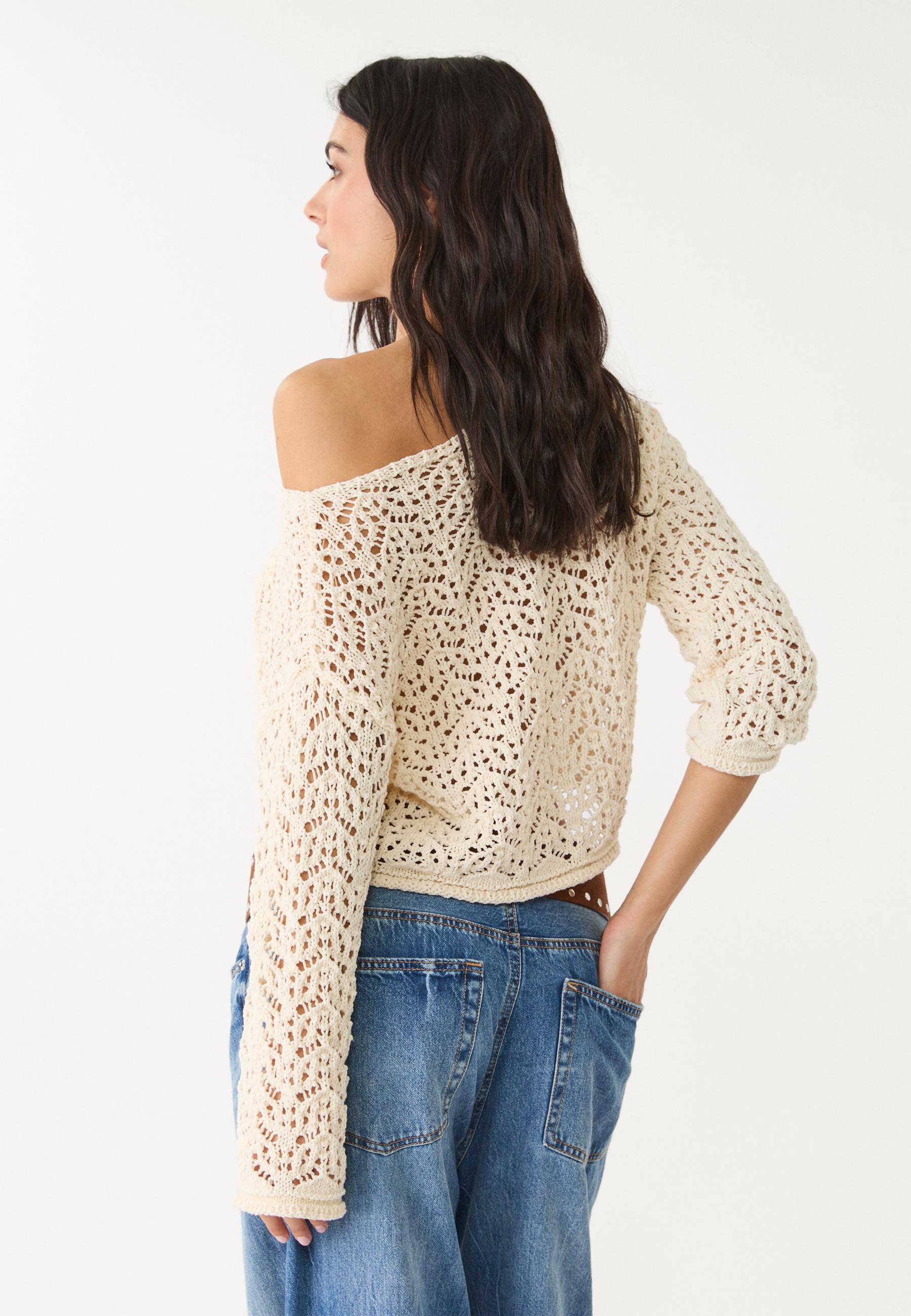 Open-knit sweater with a boat neck - Women's fashion Open-knit sweater with a boat neck - Women's fashion