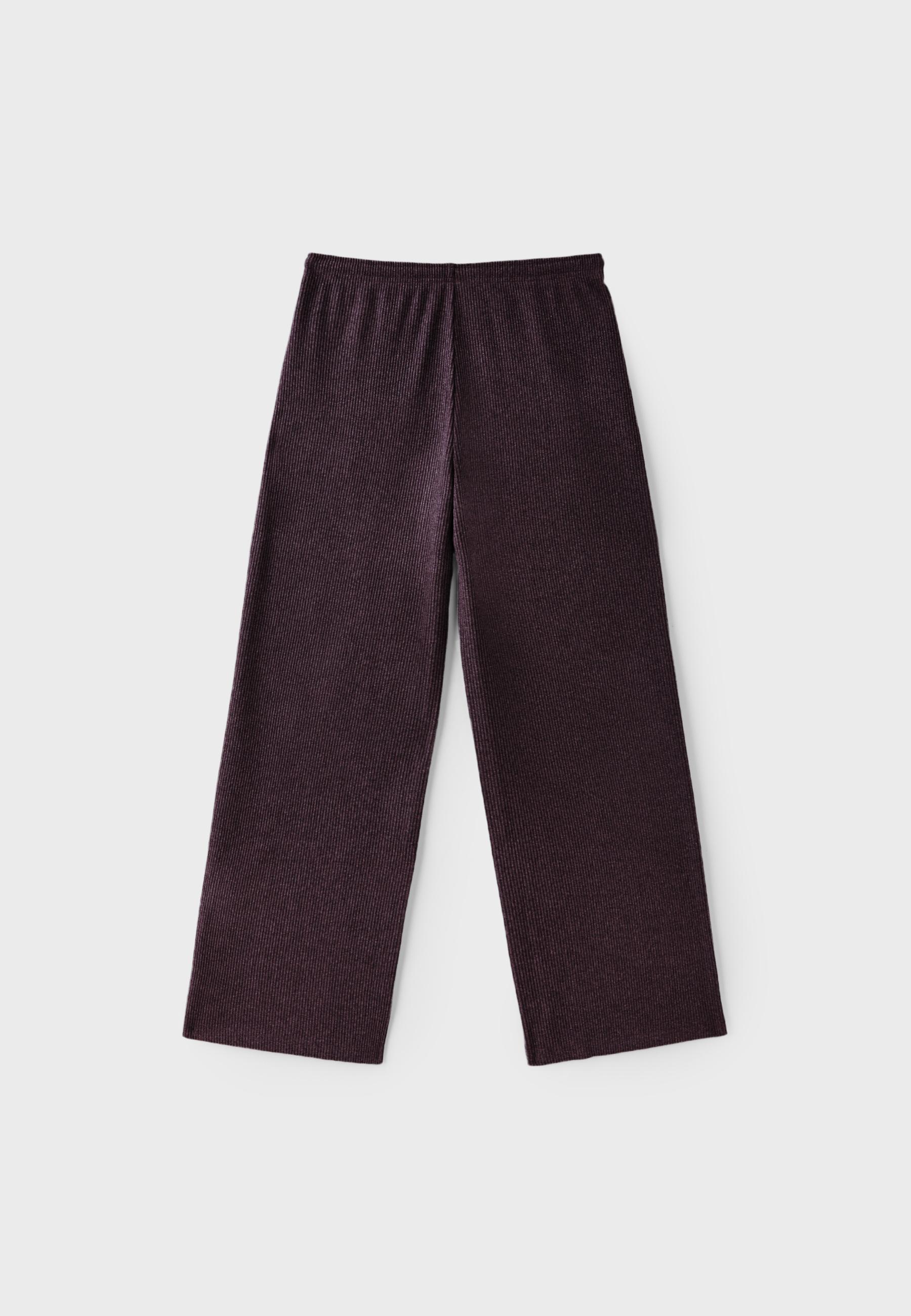 Soft-touch ribbed trousers — AUBERGINE