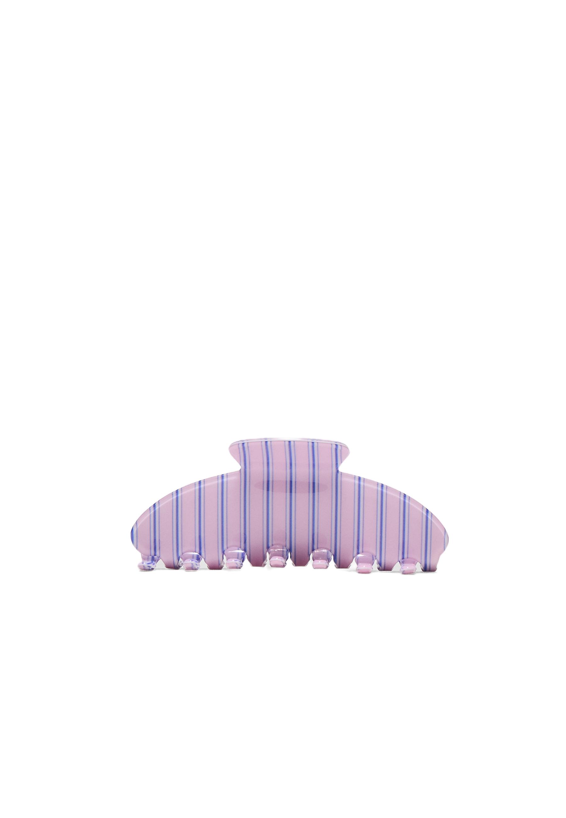 Striped fur clip — Pastel pink