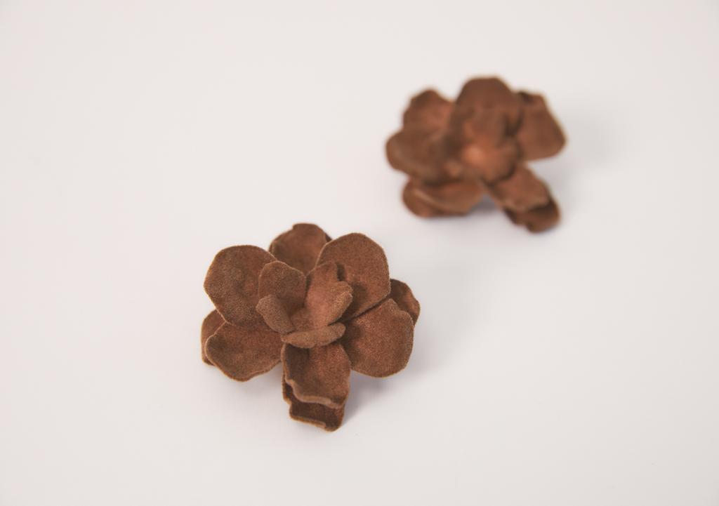 Faux suede flower earrings