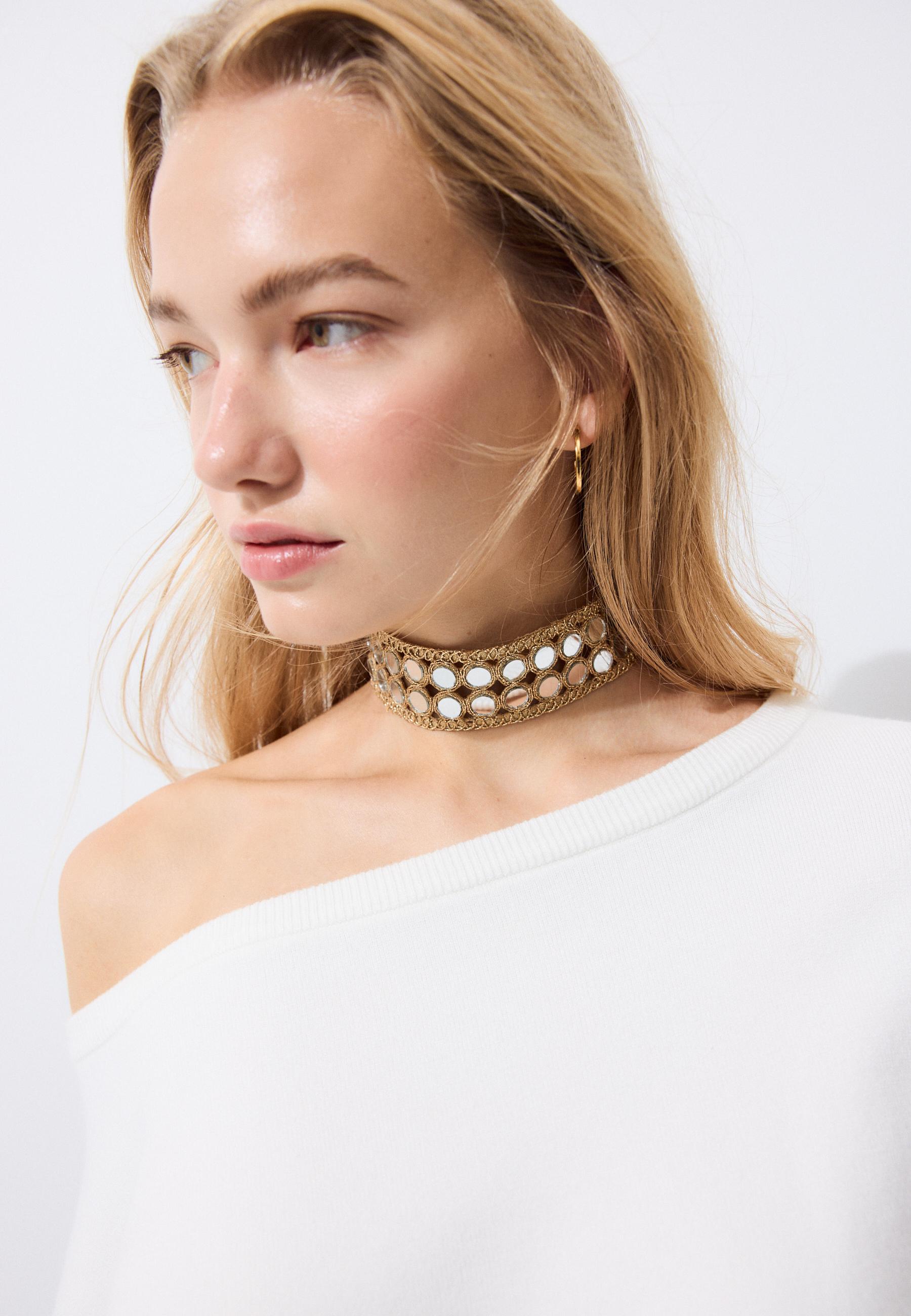 Double-mirror choker necklace — Gold