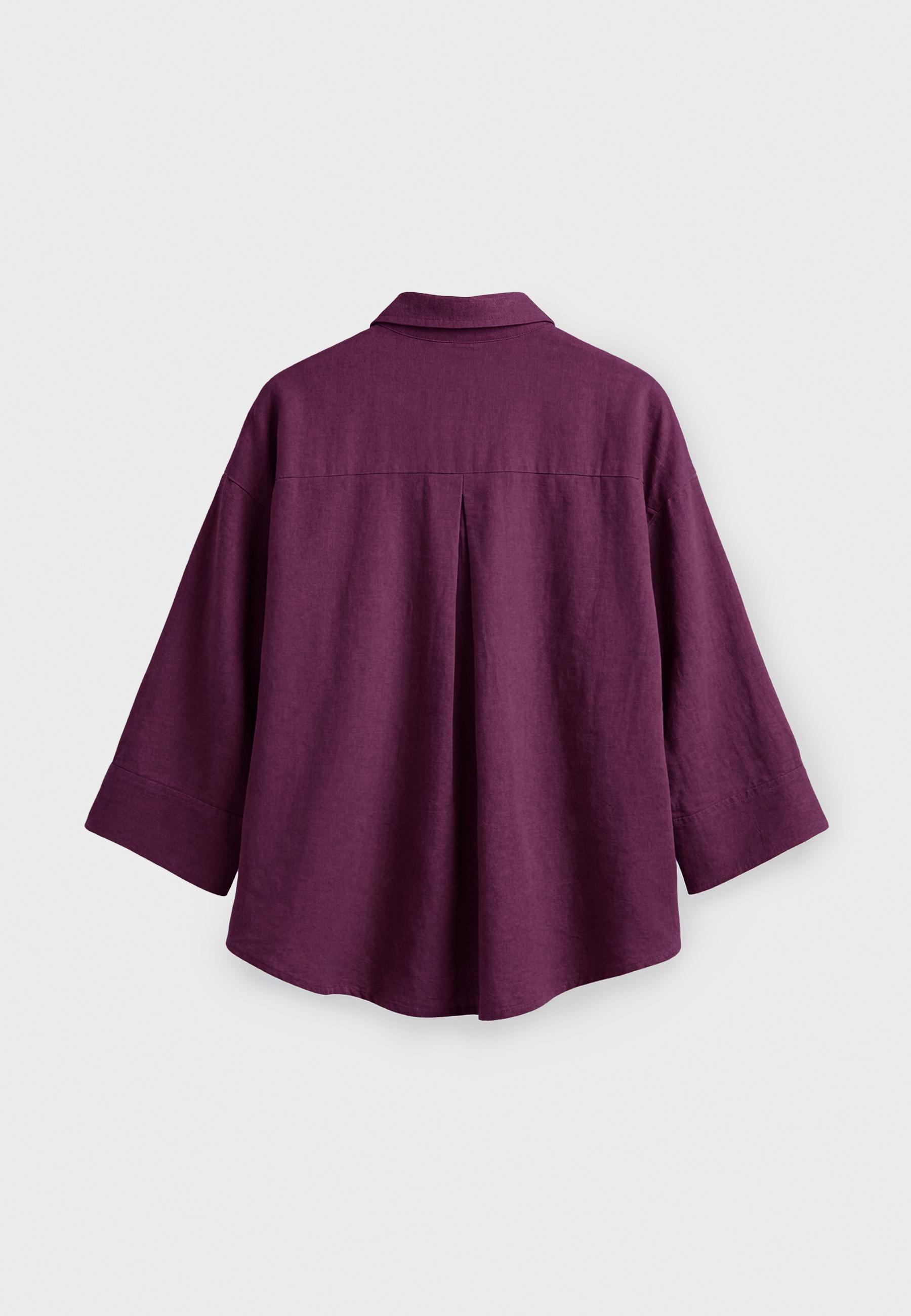 Linen-effect kimono sleeve shirt — Purple
