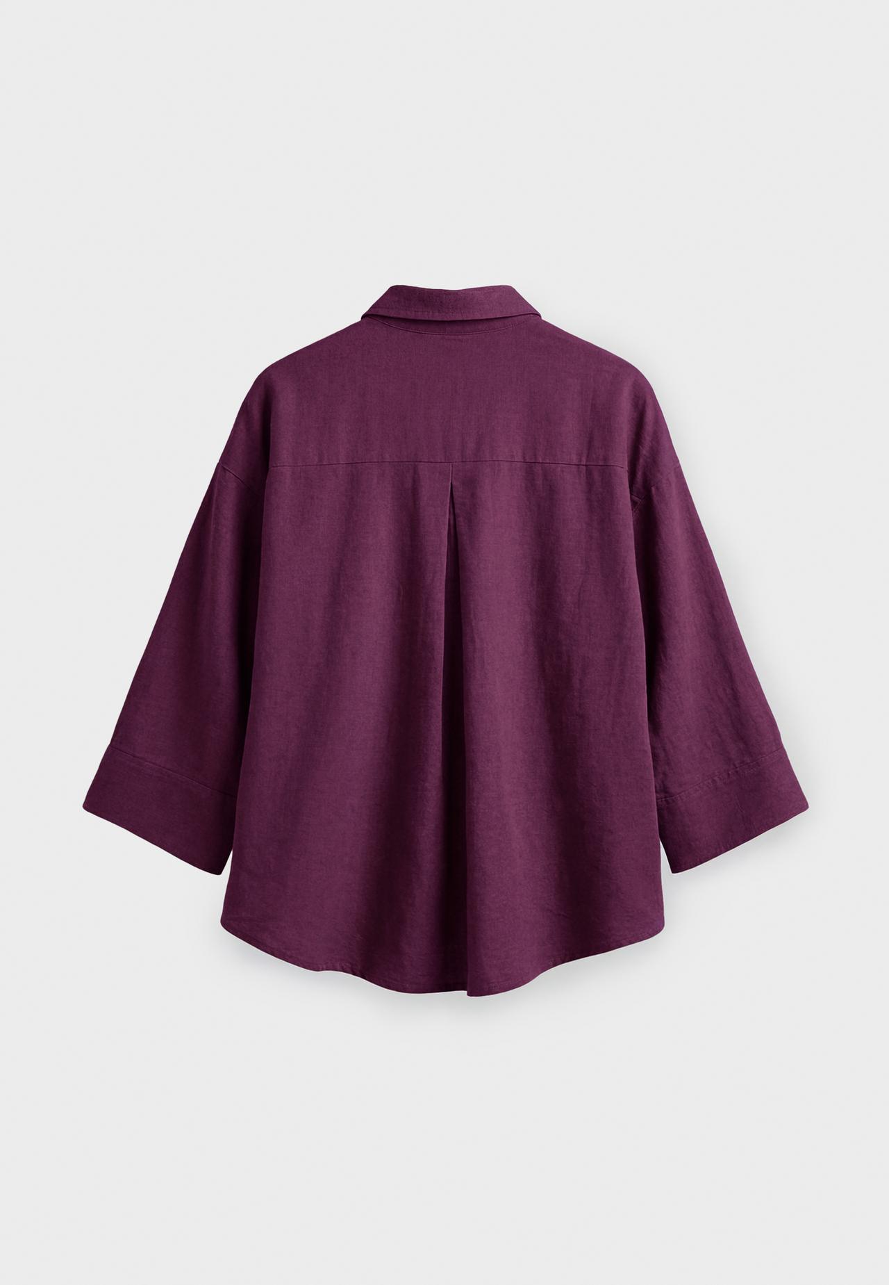 Linen-effect kimono sleeve shirt — Purple