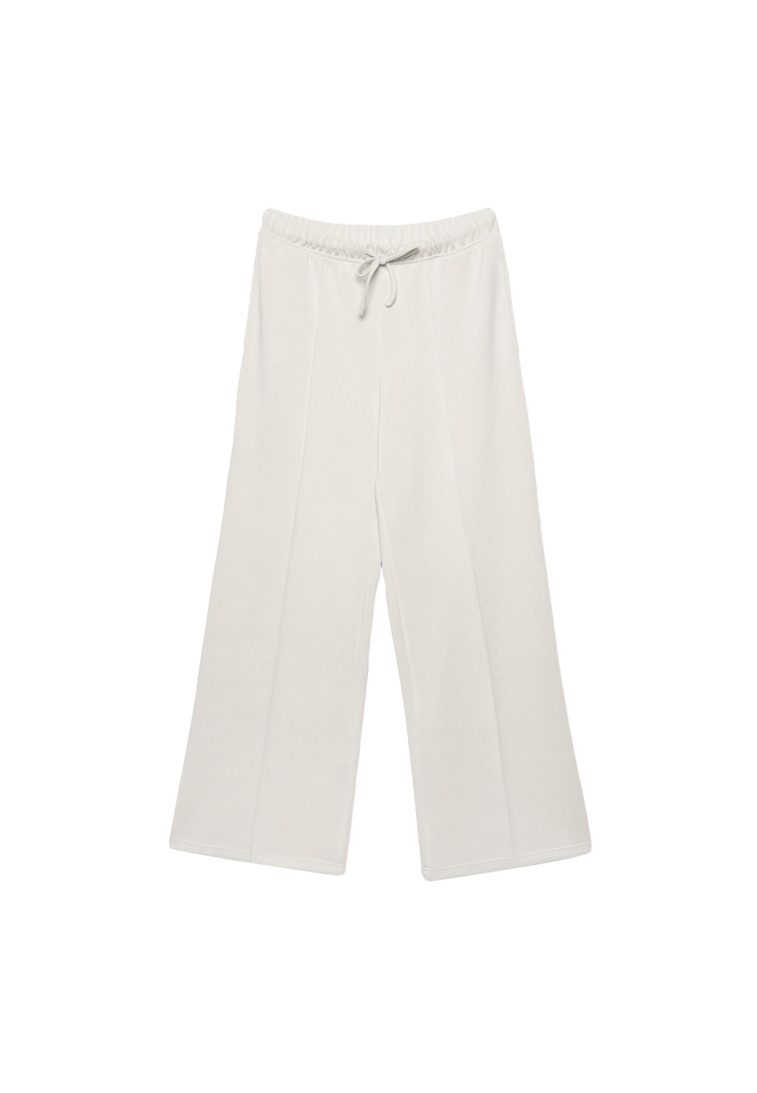 Soft-touch wide-leg pin-tuck joggers — Stone