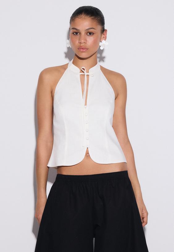 top qipao halter bottoni