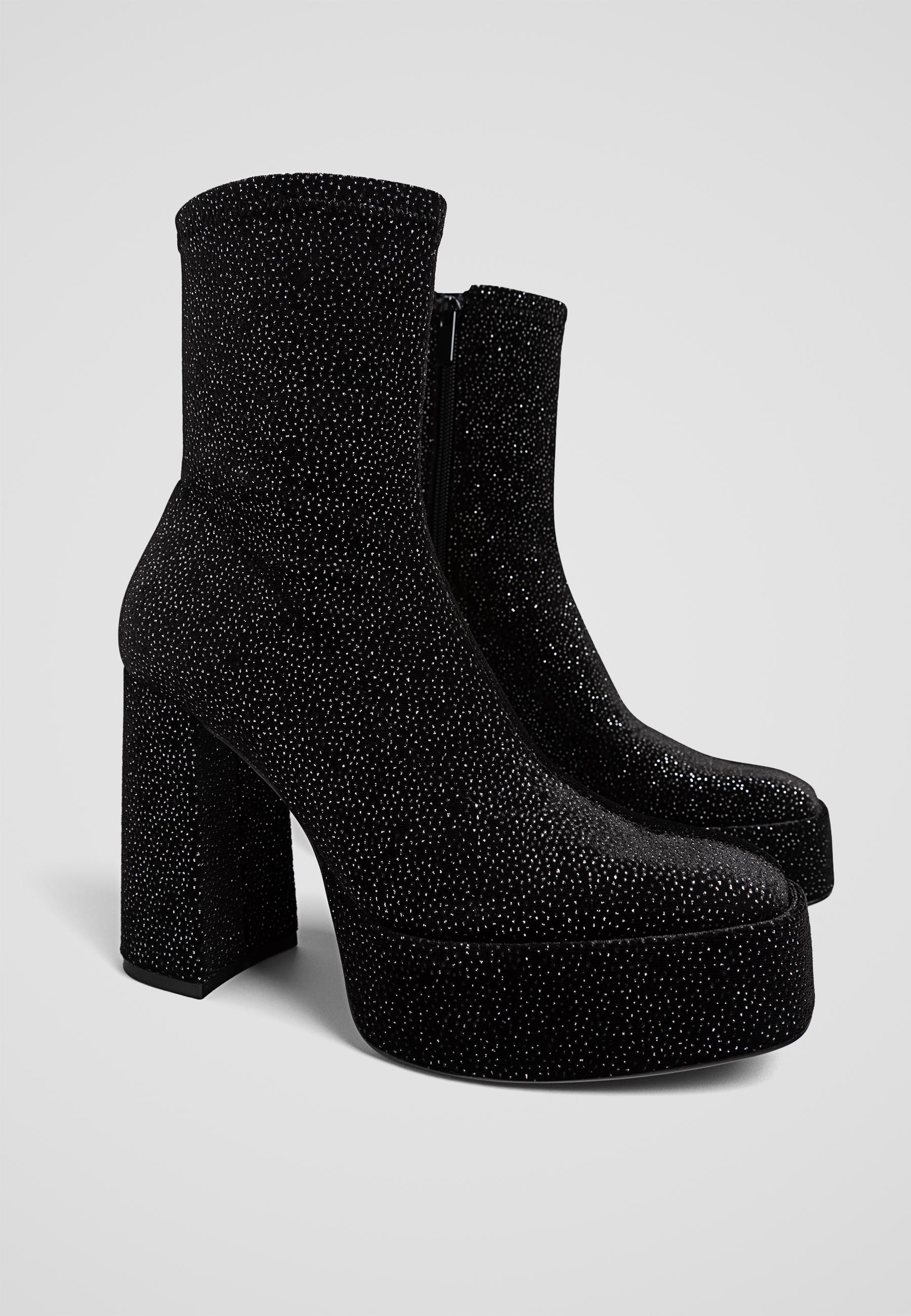 Rhinestone platform boots top