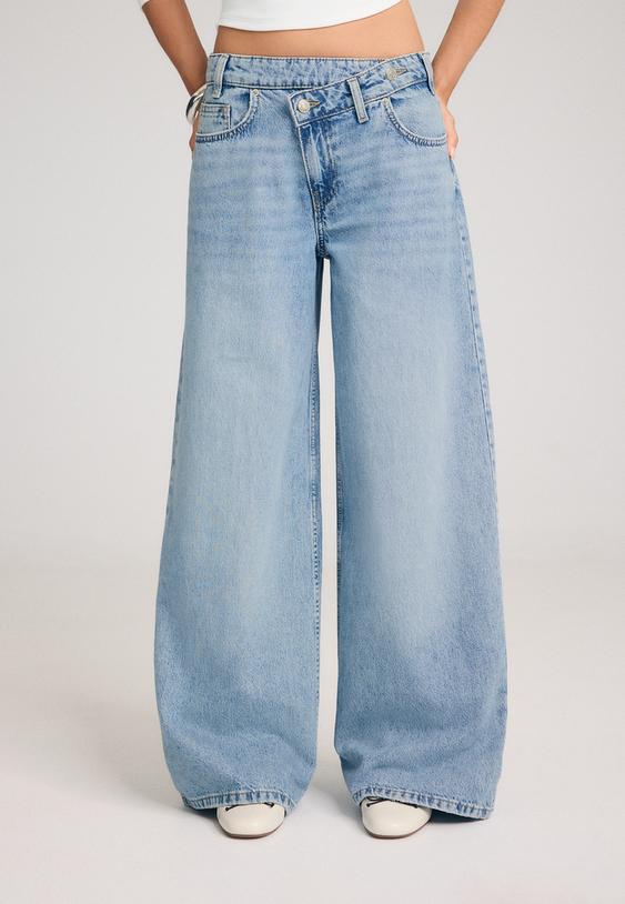jeans de cintura cruzada