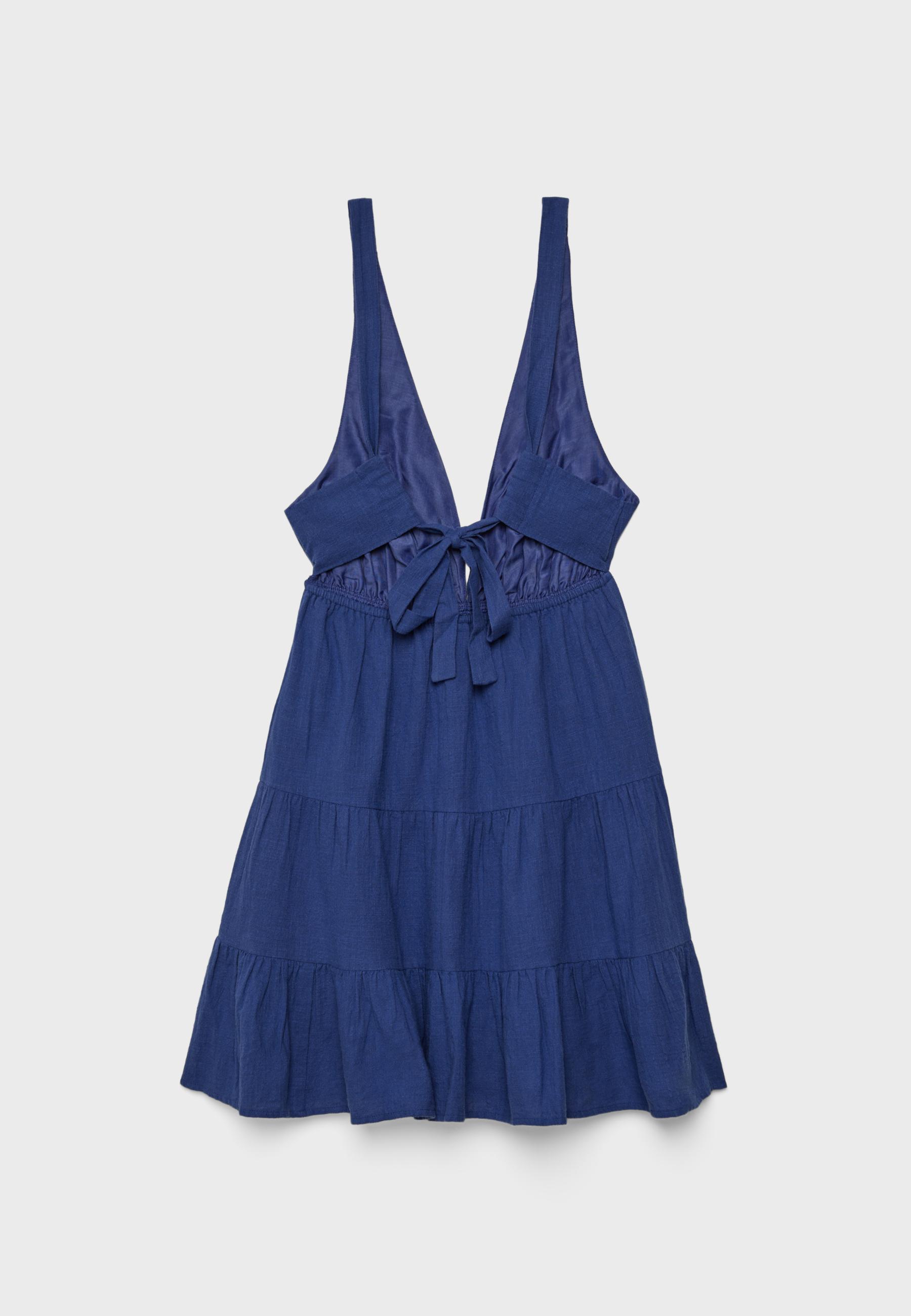 V-neck short dress — Electric blue