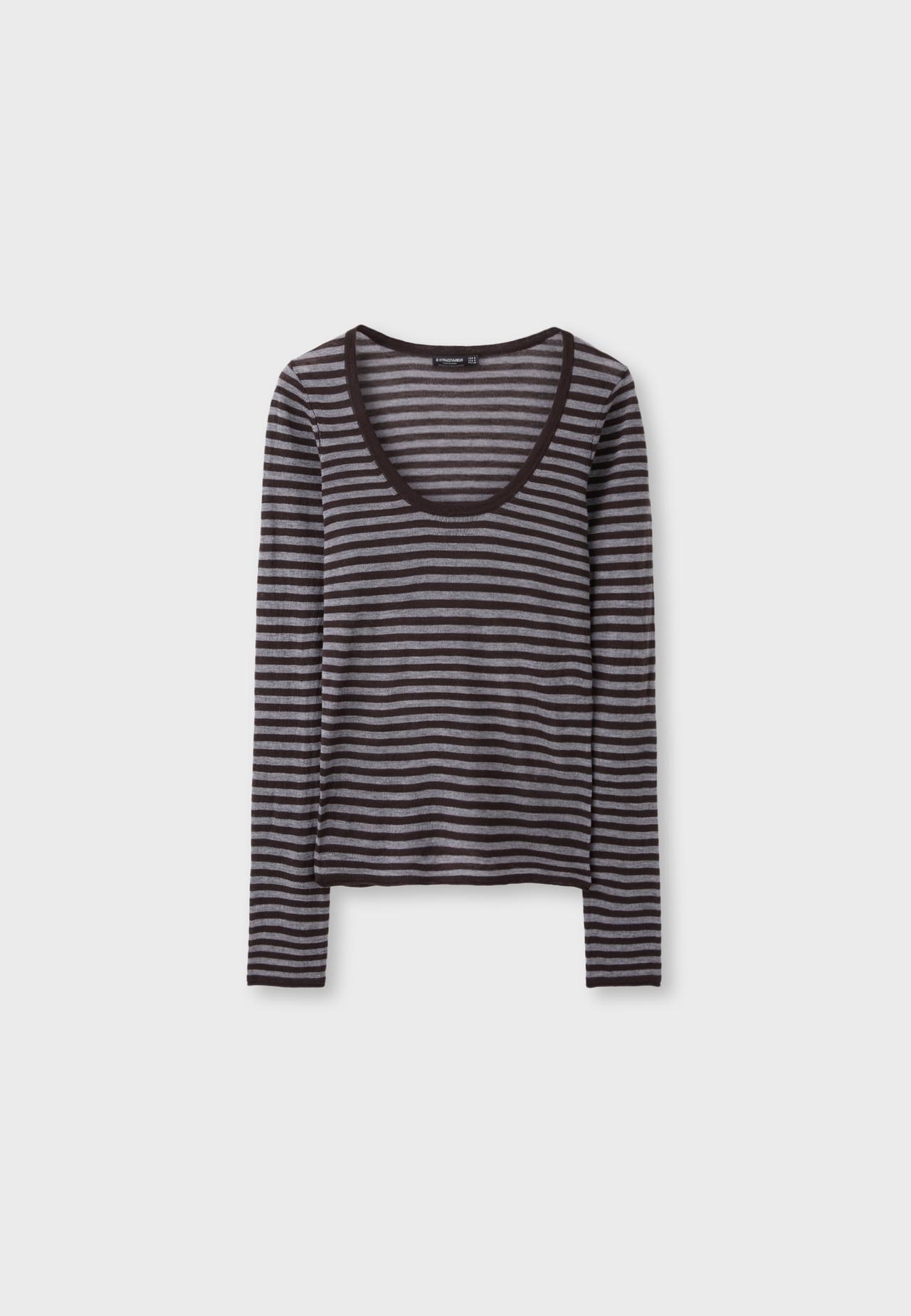 Basic wool and silk round neck jumper — Brown