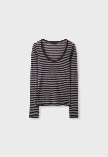Basic wool and silk round neck jumper — Brown 8