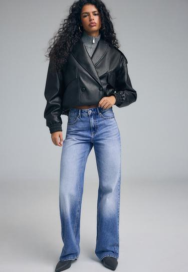 D92 Ripped straight wide-leg jeans — MEDIUM LIGHT BLUE DENIM 1