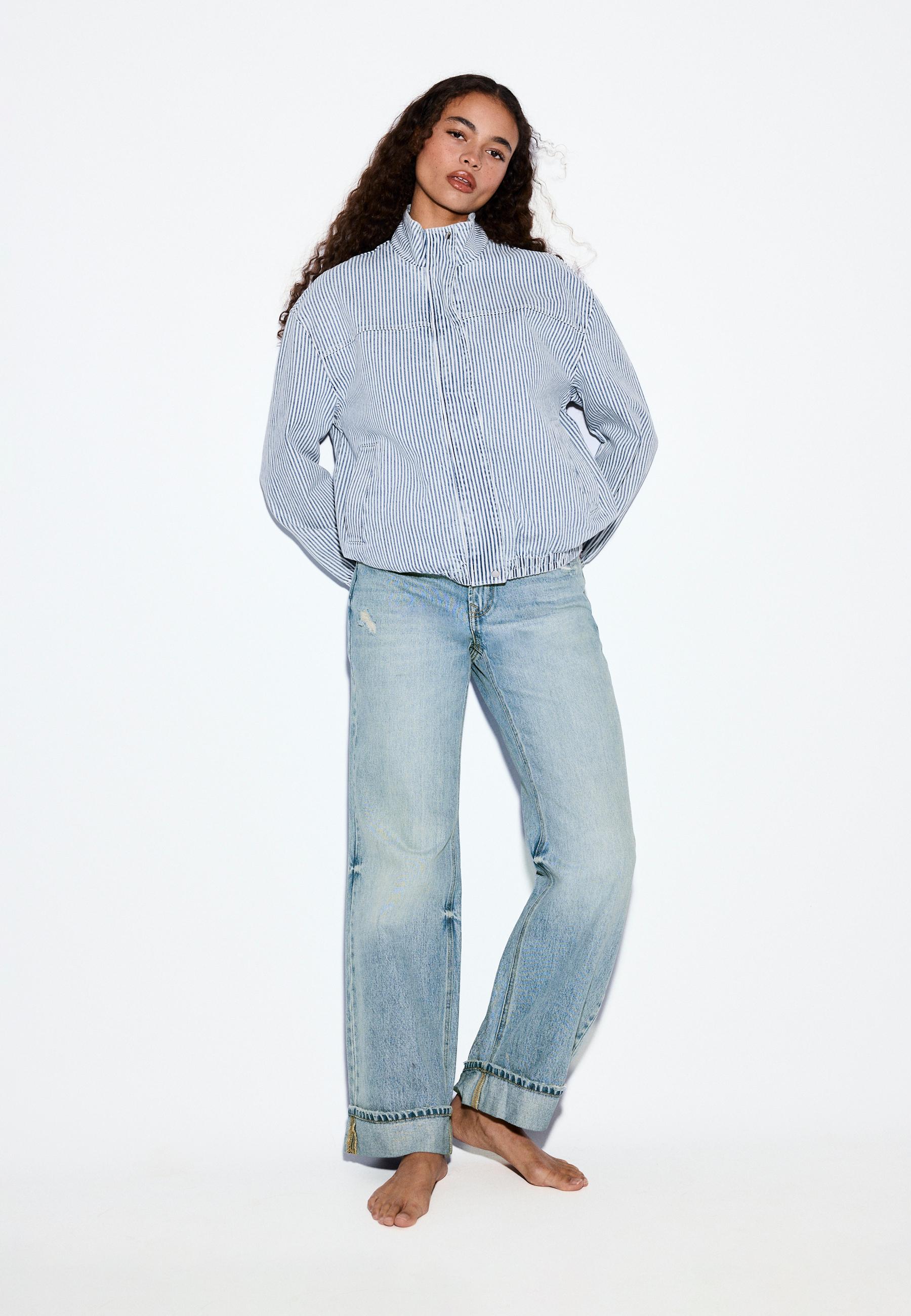 Striped denim jacket - Women's Jackets and trench coats