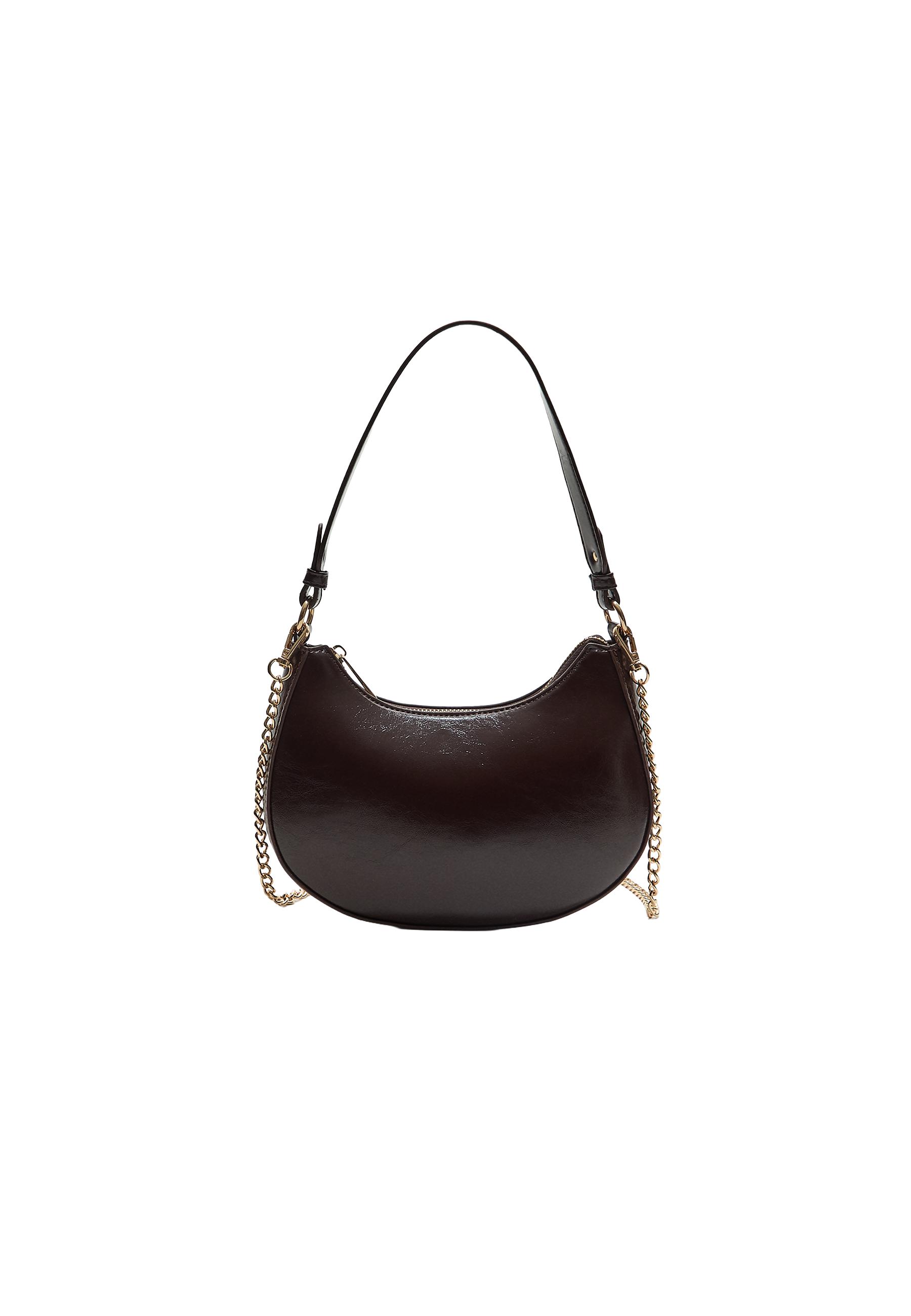 Moon shoulder bag with chain — Brown