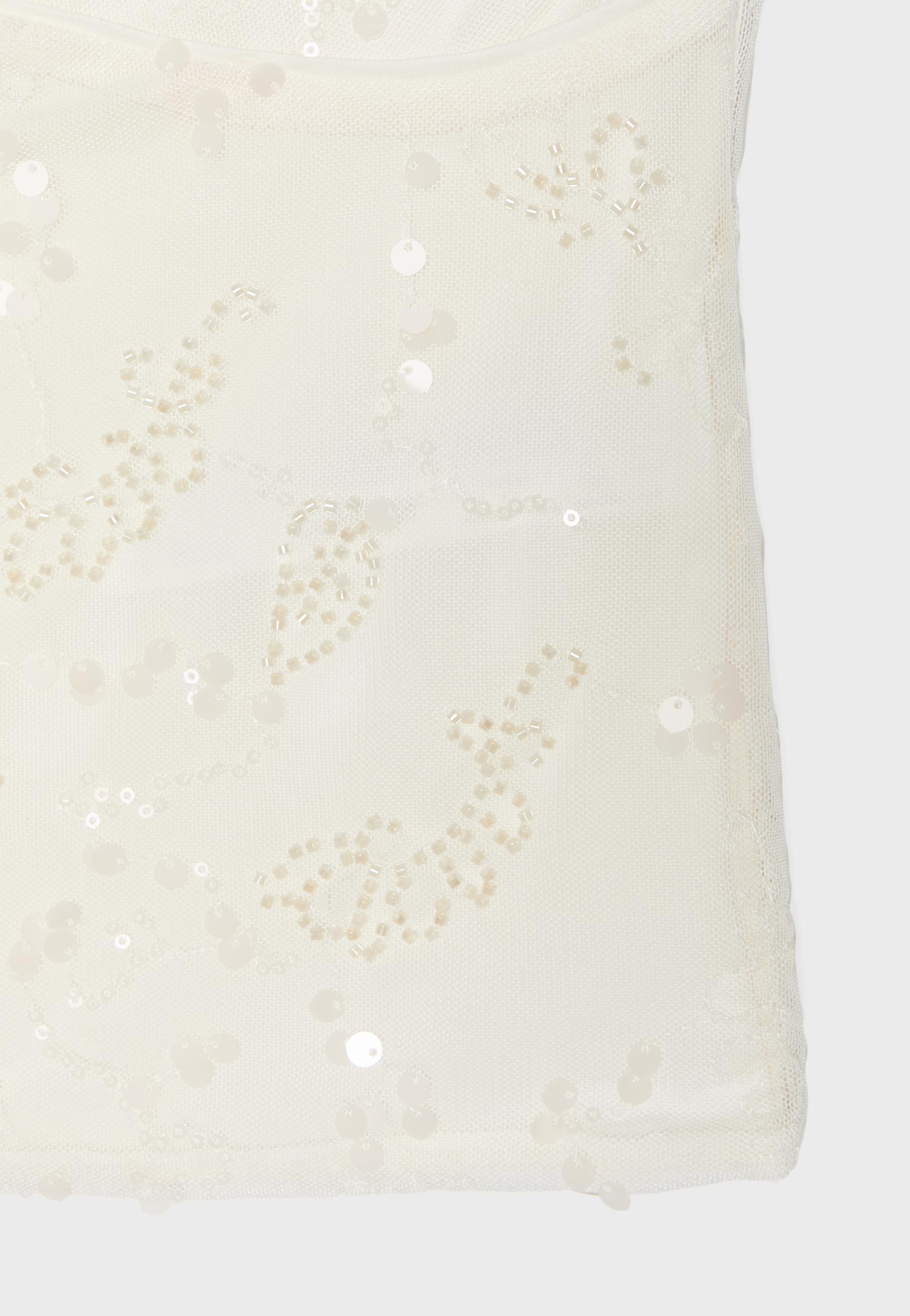 Embroidered sequin halter top — Vanilla
