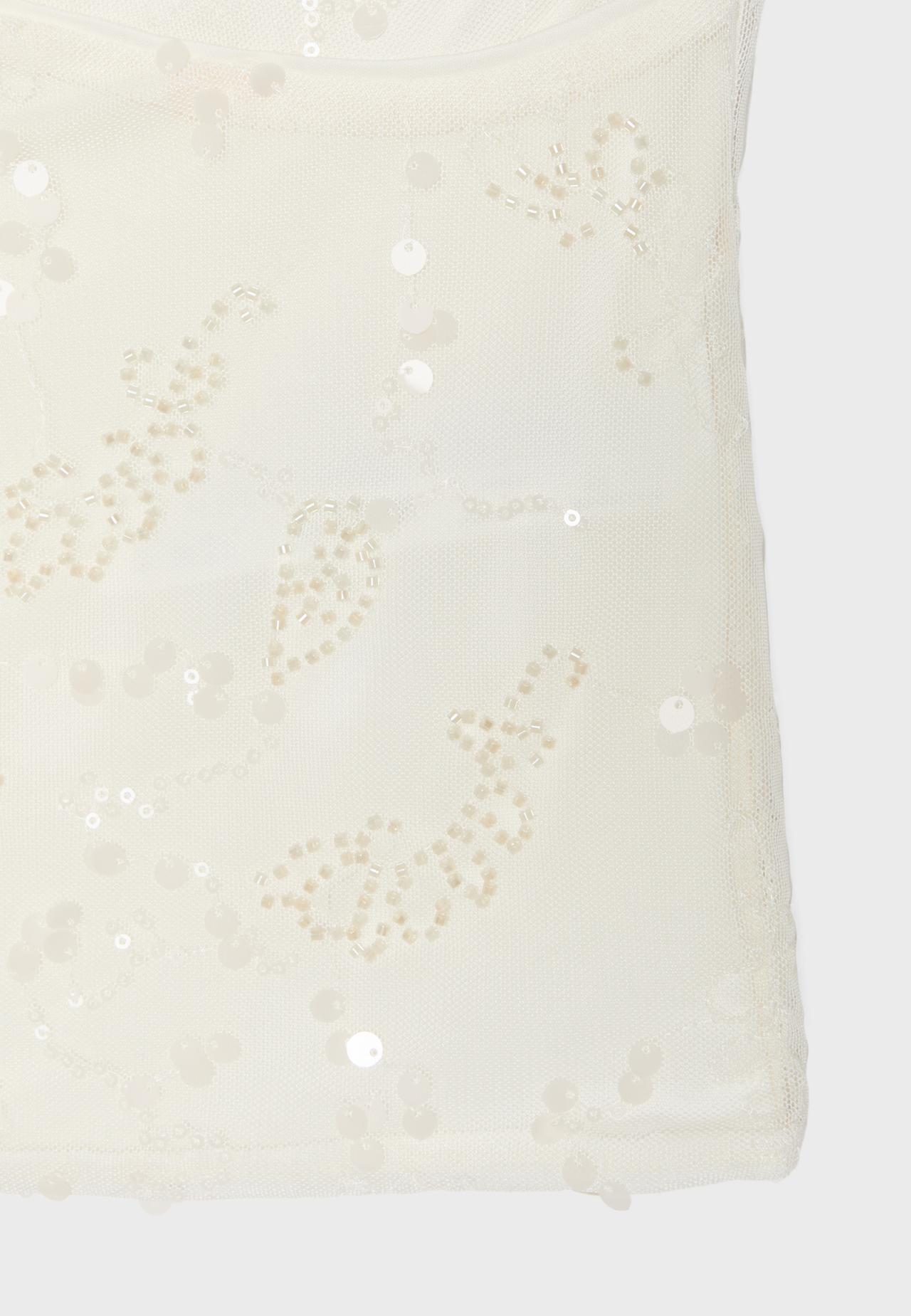 Rhinestones embroidered halter top — Vanilla