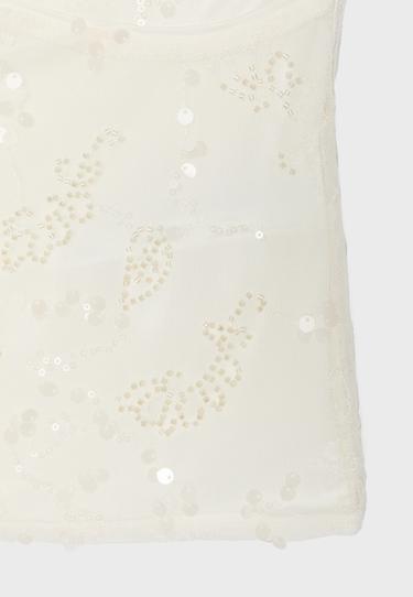 Rhinestones embroidered halter top — Vanilla 8