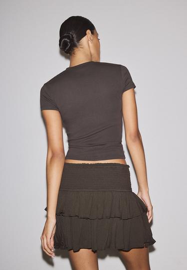 Ruffled mini skort — Brown 5