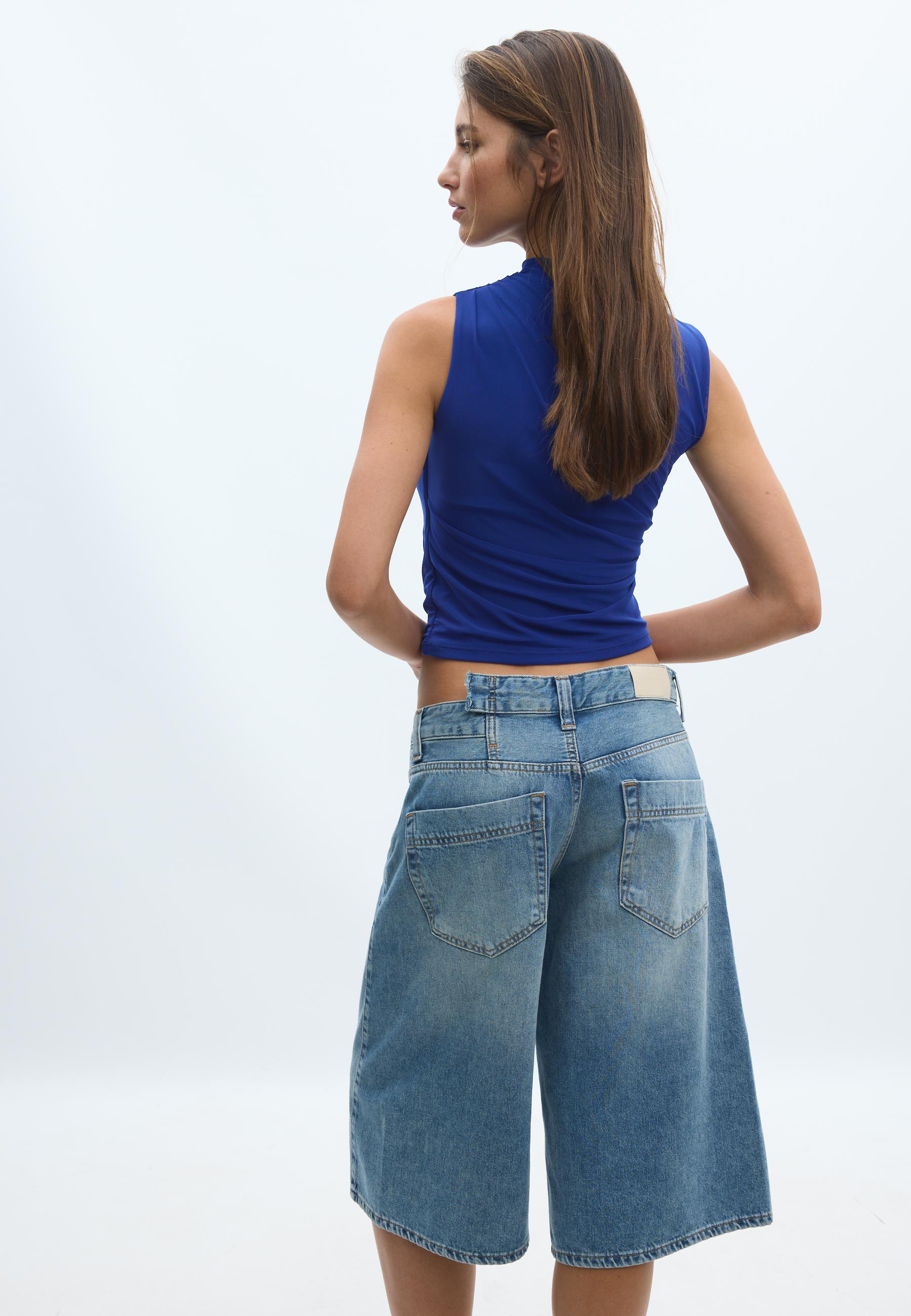 Gathered tulle T-shirt — Electric blue