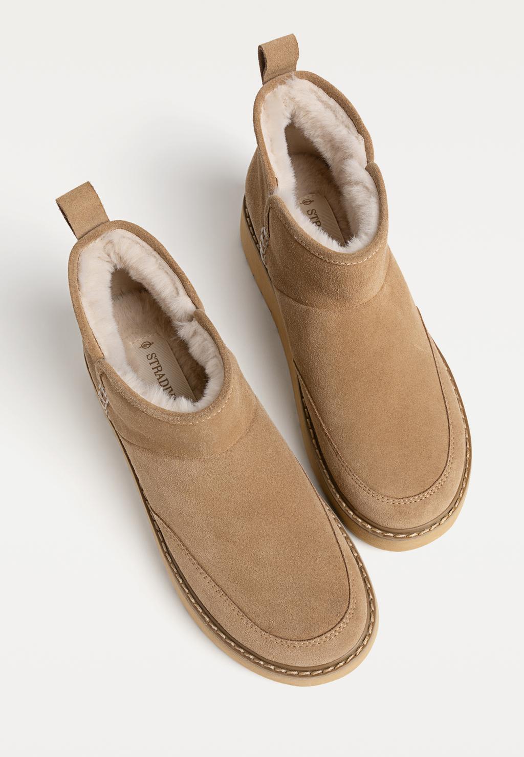 Faux fur leather ankle boots