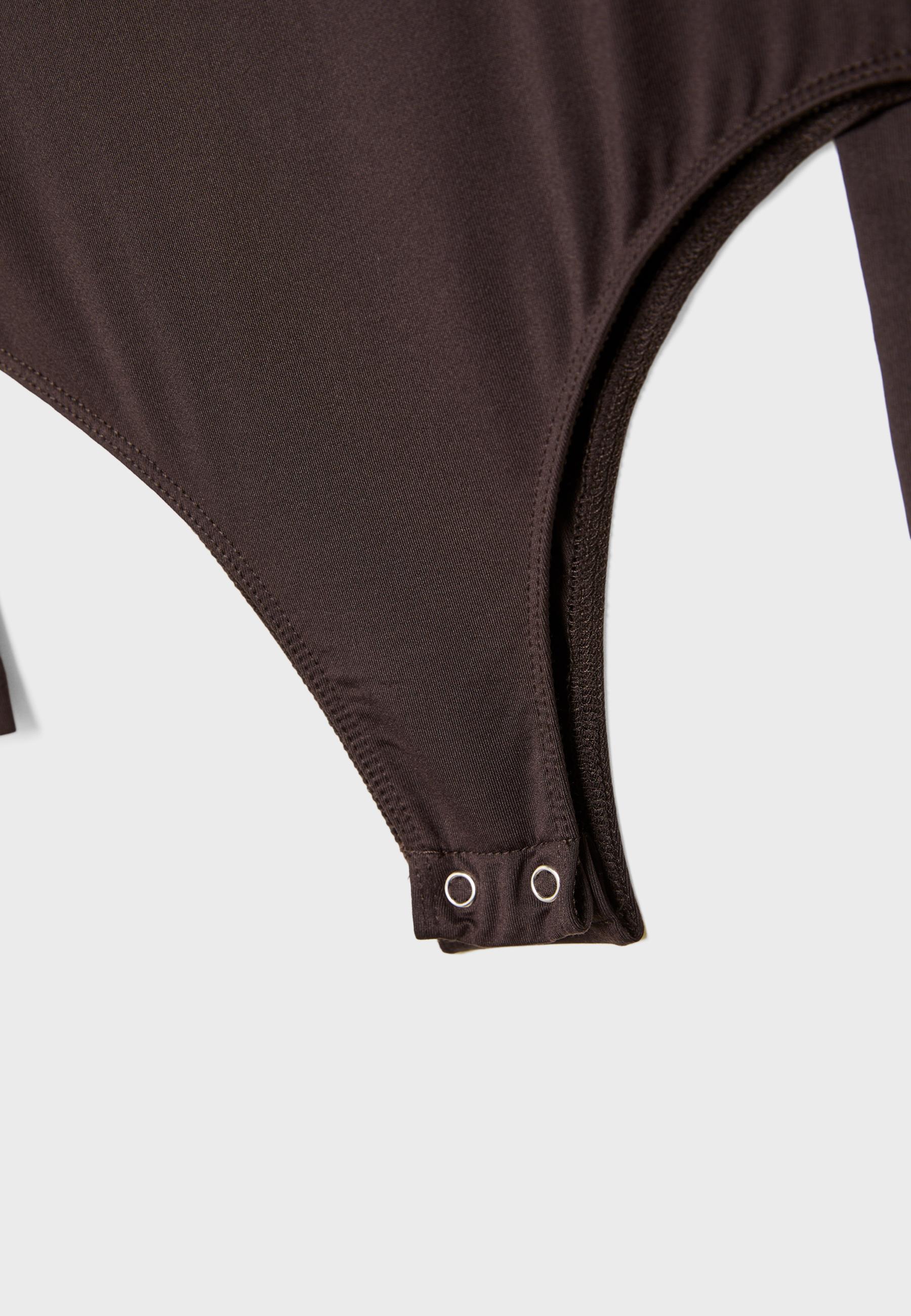 Long sleeve square neck bodysuit — Brown