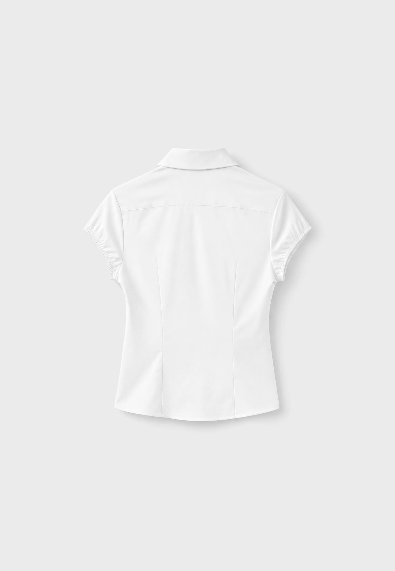 Short sleeve cut-out shirt — White