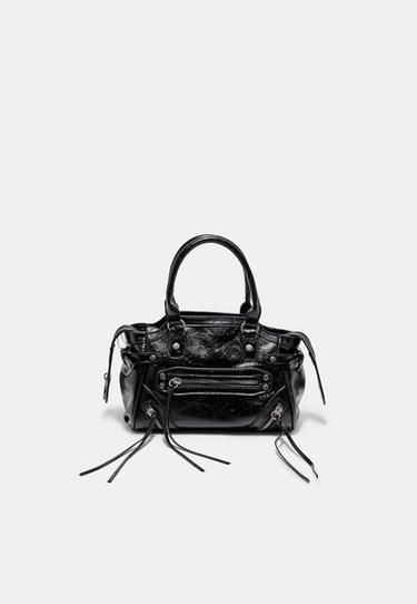 City bag with studs and zip pulls — Black 2
