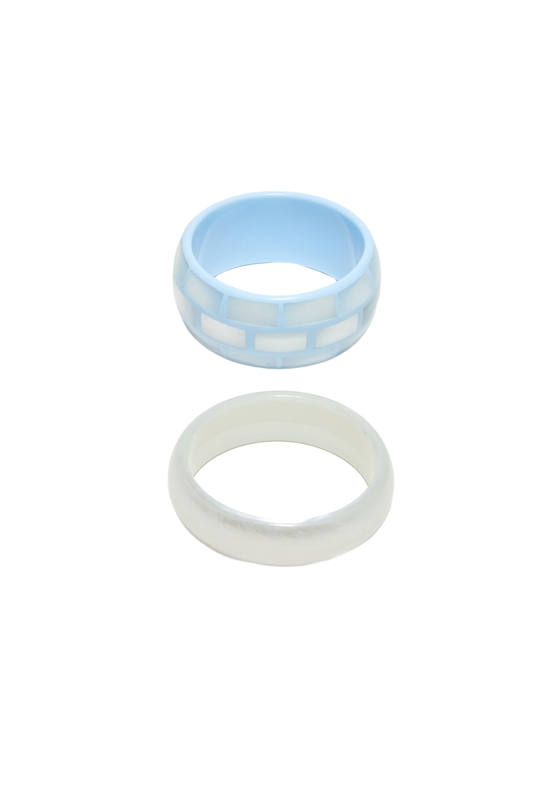 Set of 2 mother-of-pearl-effect bracelets — Blue