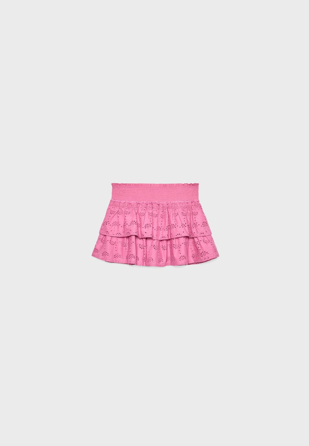 Flowing skort with embroidery