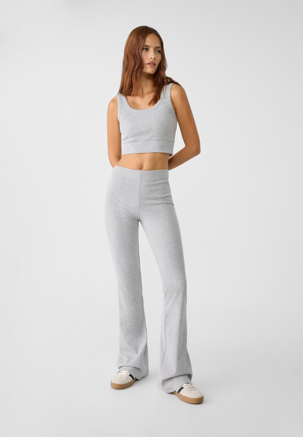 Ribbed flared trousers